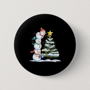 Badge Rond 5 Cm Bonhomme de neige de Noël Arbre de Noël Drôle d'am