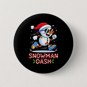 Badge Rond 5 Cm Bonhomme de neige de Noël Dash Course à pied Marat