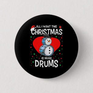 Badge Rond 5 Cm Bonhomme de neige de Noël drôle batteur tambours p