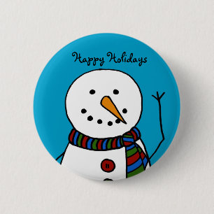 Badge Rond 5 Cm bonhomme de neige de ondulation