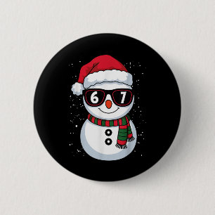 Badge Rond 5 Cm Bonhomme de neige drôle six sept Noël 67 Mème Gen 