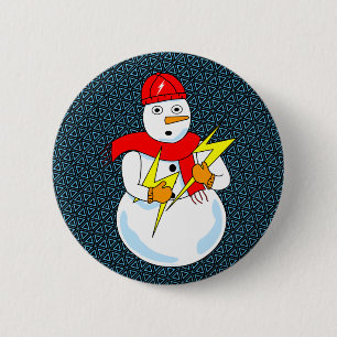 Badge Rond 5 Cm Bonhomme de neige électrique
