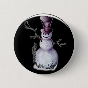 Badge Rond 5 Cm bonhomme de neige mauvais