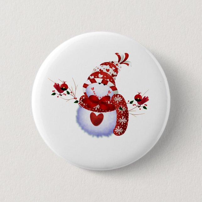 Badge Rond 5 Cm Bonhomme de neige mignon de baie (Devant)
