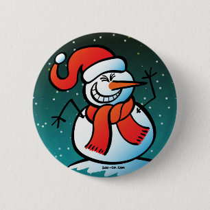 Badge Rond 5 Cm Bonhomme de neige vilain
