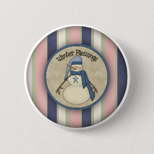 Badge Rond 5 Cm Bonhommes de neige de bénédictions d'hiver