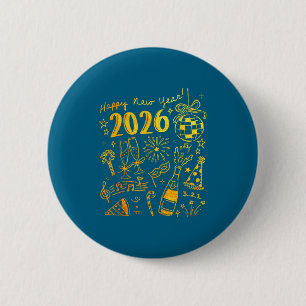 Badge Rond 5 Cm Bonjour 2026 Boule de Disco Coquette Noeud Bonne A