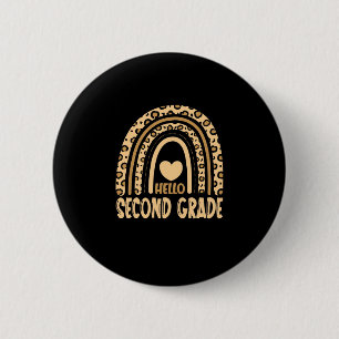 Badge Rond 5 Cm Bonjour 2e année Leopard Rainbow-Back à l'école