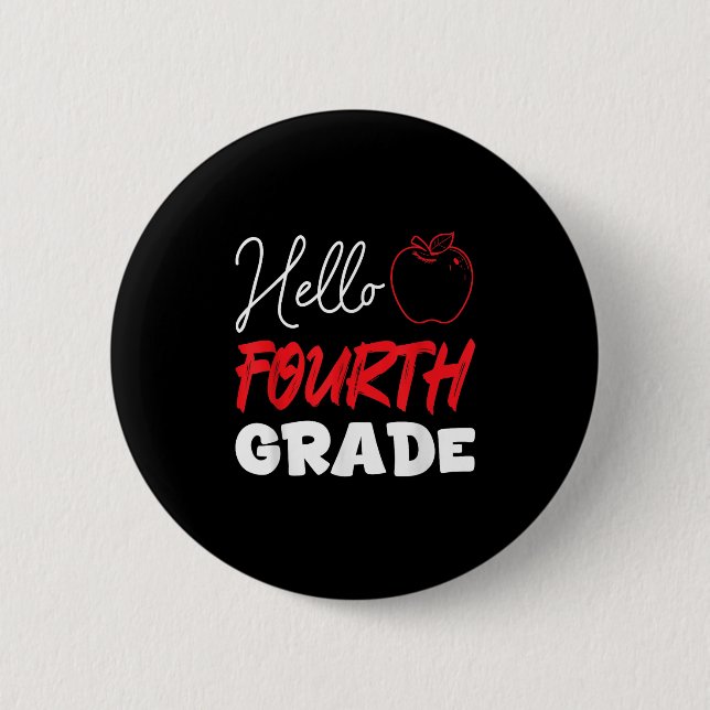 Badge Rond 5 Cm Bonjour 4e année d'école 4e année d'études (Devant)