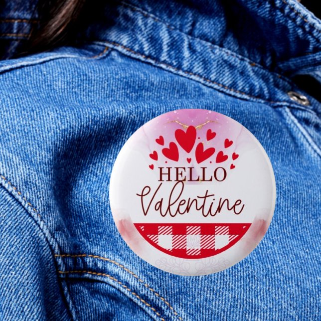 Badge Rond 5 Cm Bonjour à coeur : Voeux de la Saint Valentin (Créateur téléchargé)