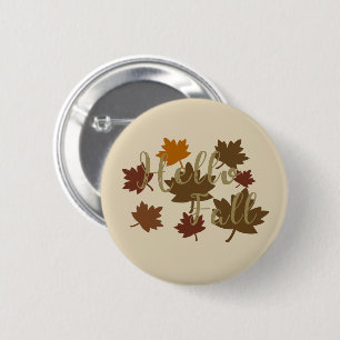 Badge Rond 5 Cm Bonjour Automne aquarelle Feuilles d'automne