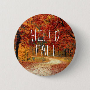 Badge Rond 5 Cm Bonjour Automne Automne Bouton Joli Feuille