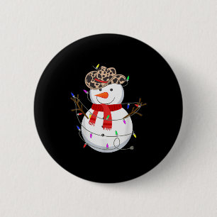 Badge Rond 5 Cm Bonjour Bonhomme de Neige Chapeau de Cowboy Drôle