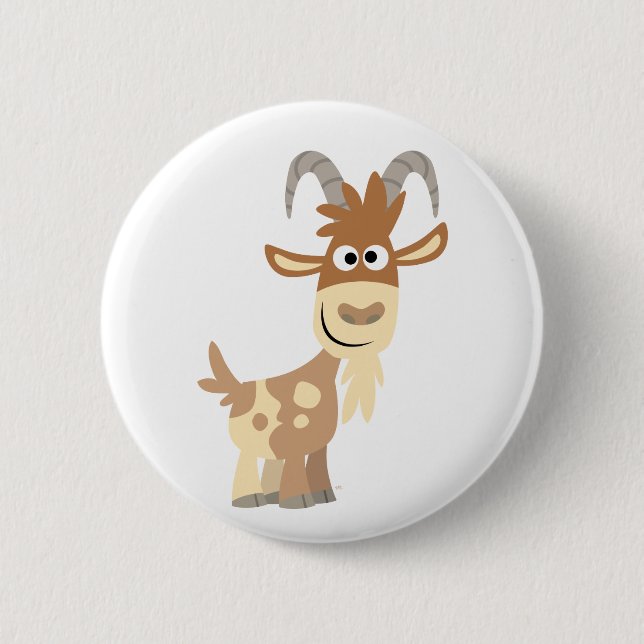 Badge Rond 5 Cm Bonjour ! Chèvre caricaturale mignonne (Devant)