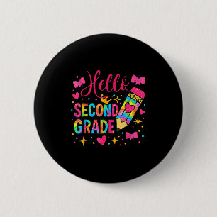 Badge Rond 5 Cm Bonjour Coloré Crayon Coloré Deuxième Année Teintu