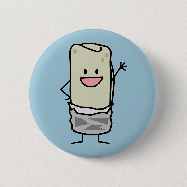 Badge Rond 5 Cm Bonjour de ondulation de burrito heureux (Devant)