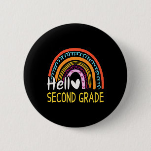 Badge Rond 5 Cm Bonjour deuxième année Byck à l'école Arc-en-ciel