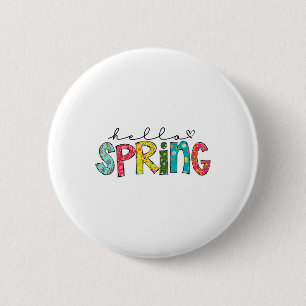 Badge Rond 5 Cm Bonjour Fleur de Printemps Joyeuses Pâques Floral