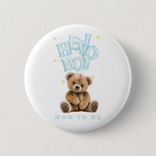 Badge Rond 5 Cm Bonjour Garçon Balloon Teddy Bear Baby shower Garç