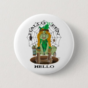 Badge Rond 5 Cm Bonjour Halloween