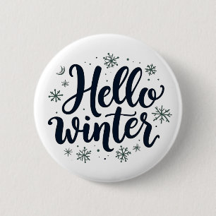 Badge Rond 5 Cm Bonjour hiver Noël Flambeau de neige saison hiver