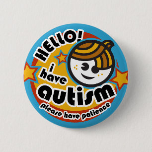 Badge Rond 5 Cm "Bonjour ! J'ai l'autisme" bouton (garçon2)