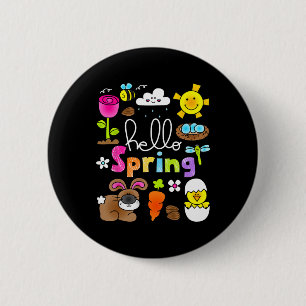 Badge Rond 5 Cm Bonjour Lapin de Pâques Printemps Enfants Filles L