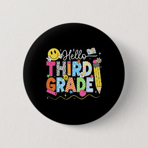 Badge Rond 5 Cm Bonjour l'équipe de troisième année 3e année Retou