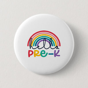 Badge Rond 5 Cm Bonjour Maternelle Arc-en-ciel Ck À l'école Enseig