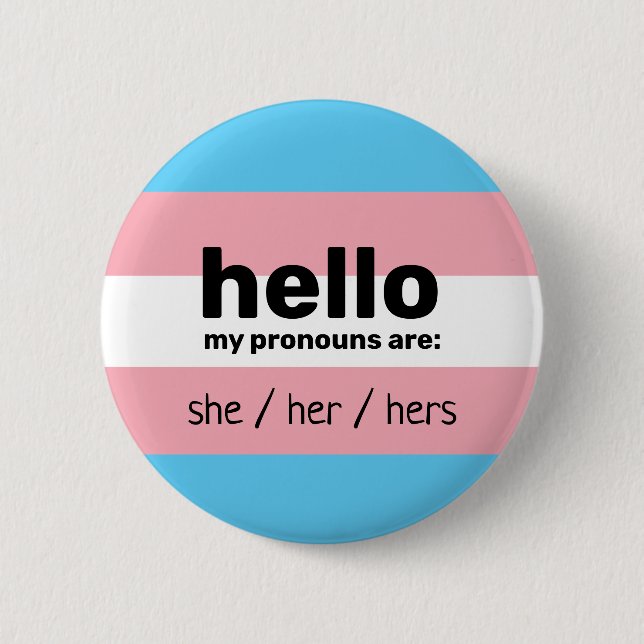 Badge Rond 5 Cm Bonjour mes pronouns sont & transgenre flag (Devant)