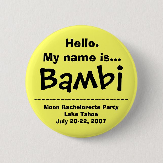 Badge Rond 5 Cm Bonjour. Mon nom est Bambi (Devant)