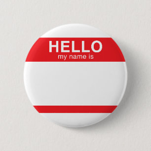 Badge Rond 5 Cm Bonjour mon nom est - rouge