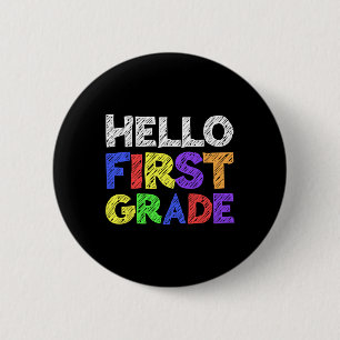 Badge Rond 5 Cm Bonjour première année 1re année Byck à l'école 1