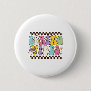 Badge Rond 5 Cm Bonjour Printemps Vibes Fleurs Floraison Floral Pr