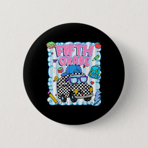 Badge Rond 5 Cm Bonjour professeur d'autobus de cinquième année sc