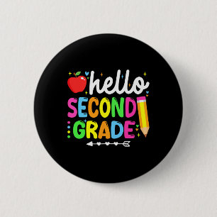 Badge Rond 5 Cm Bonjour professeur de deuxième année 2e année reto