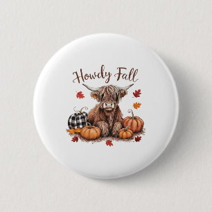 Badge Rond 5 Cm Bonjour vache d'automne Joyeux Thanksgiving Automn