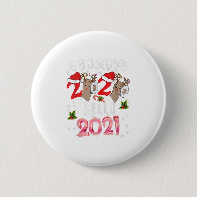 Badge Rond 5 Cm Bonne année 2021 Reindeer Face Mas (Devant)