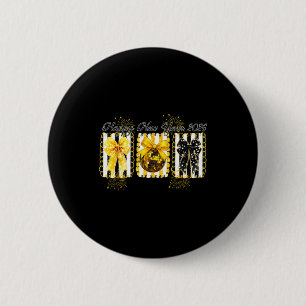 Badge Rond 5 Cm Bonne Année 2026 Boule Disco Or Coquette Nœud F