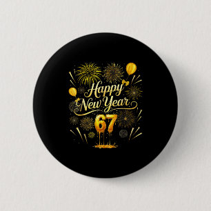 Badge Rond 5 Cm Bonne année 2026 Drôle 67 Six Sept Mème Gen Al