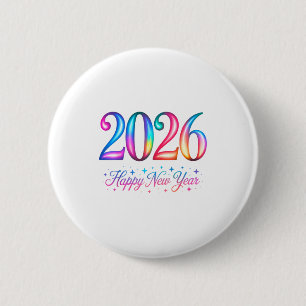 Badge Rond 5 Cm Bonne année 2026 Famille Coloré Rétro Célébration