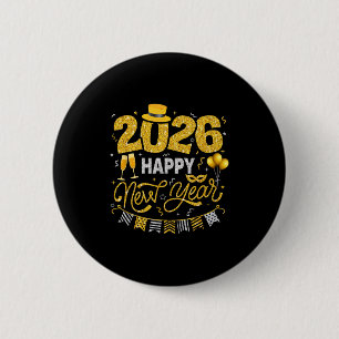 Badge Rond 5 Cm Bonne année 2026 Feux d'artifice Compte à rebours