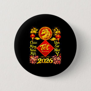 Badge Rond 5 Cm Bonne année lunaire 2026 Année du Cheval Tet Ng