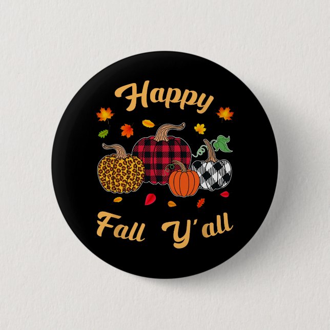 Badge Rond 5 Cm Bonne automne y'all Feuilles automne automne citro (Devant)