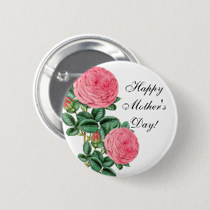 Badge Rond 5 Cm Bonne fête des mères Roses roses roses roses