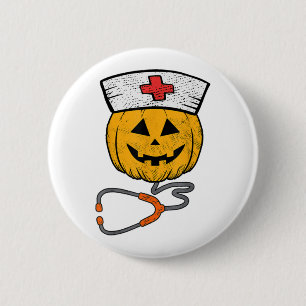 Badge Rond 5 Cm Bonne Halloween Citrouille Infirmière infirmière F