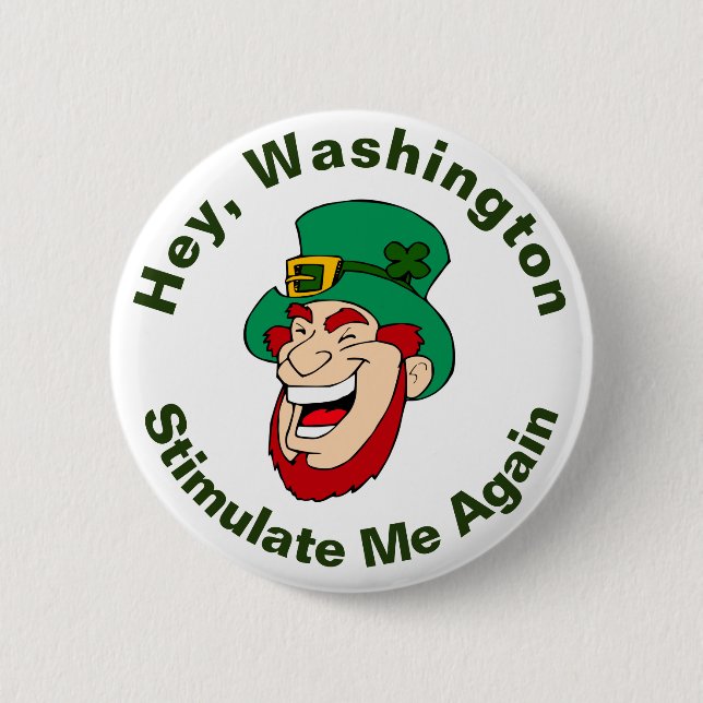 Badge Rond 5 Cm Bonne Leprechaun Stimulus Bill (Devant)