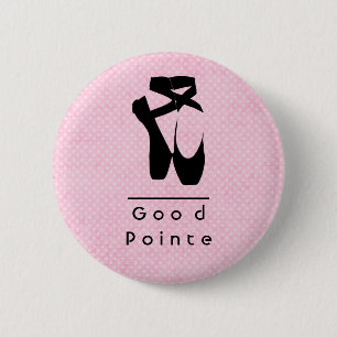 Badge Rond 5 Cm Bonne Pointe. Chaussures de Ballet Noir En Pointe