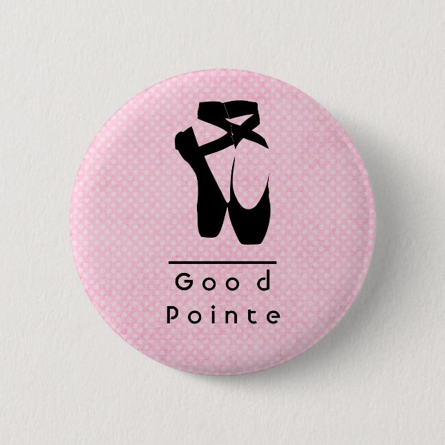 Badge Rond 5 Cm Bonne Pointe. Chaussures de Ballet Noir En Pointe (Devant)
