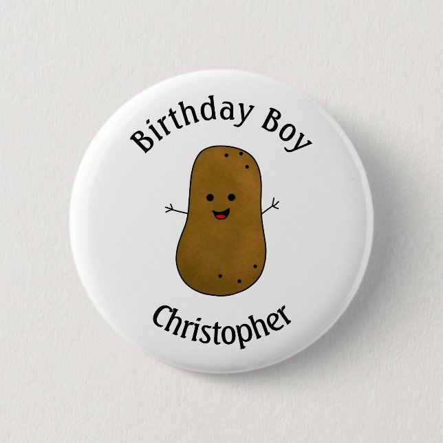 Badge Rond 5 Cm Bonne Pomme de terre Anniversaire Personnalisé (Devant)
